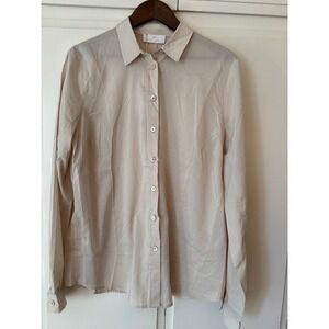 SOCAPRI Beige Cotton Silk Button Down Shirt Made in Italy Size 50 Womens NWT